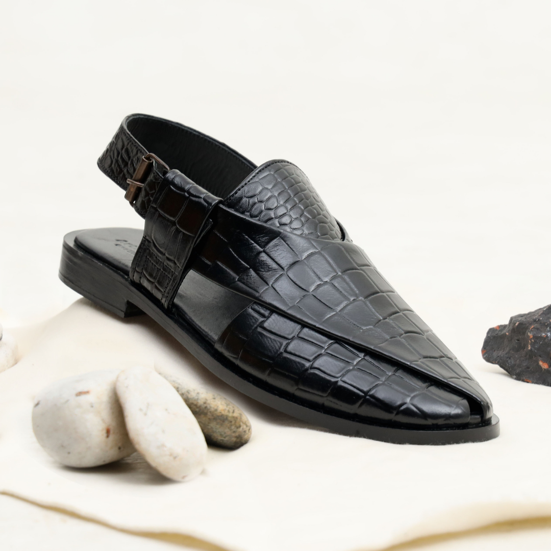 Black Kheri Chappal for Men | Premium Leather Peshawari – Artex